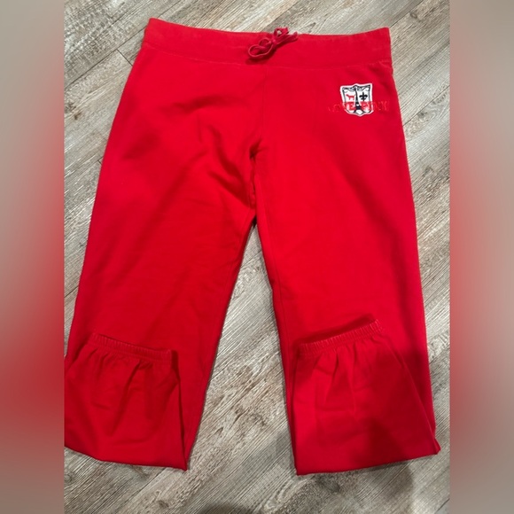 Pink Victoria Secret Red Joggers Size Large - Picture 1 of 5